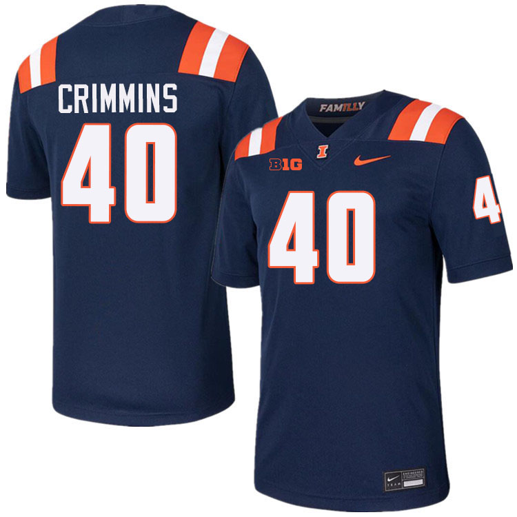 #40 Keelan Crimmins Illinois Fighting Illini Football Jersey,Uniforms-Navy #40 Keelan Crimmins Illinois Fighting Illini Football Jersey,Uniforms-Navy